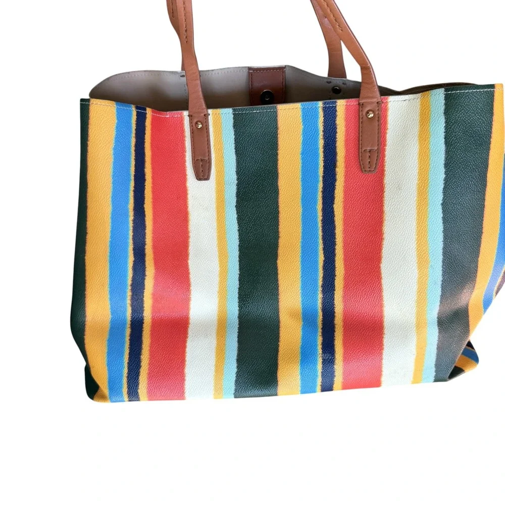 Tory Burch Kerrington Square Balloon Stripe Tote Bag